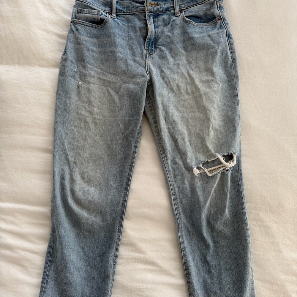 Old Navy Light Blue Distressed Straight Leg Jeans